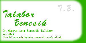 talabor bencsik business card